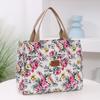 Zipper Floral Print Tote Bag Portable Mommy Bag Portable Canvas Lunch Bag  For Mom