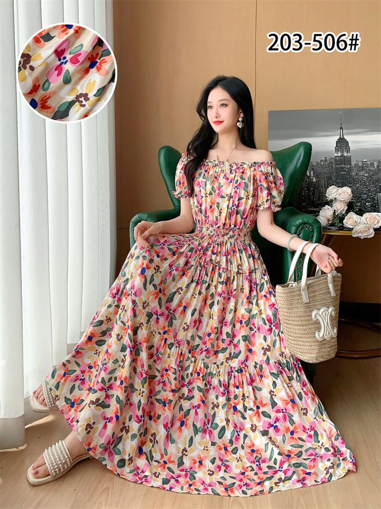 Off-Shoulder One-Neck Cotton Silk Dress Children's Summer Dress Bohemian Island Vacation Dress Travel Beach Dress