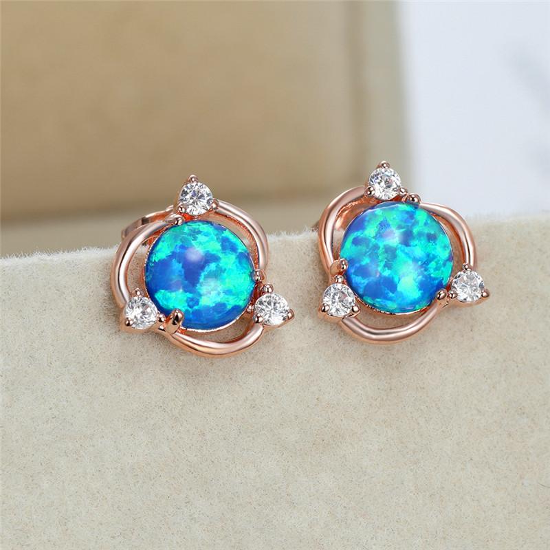 Orecchini a lobo bianchi con opale, piccoli orecchini rotondi in zirconia cubica per donna, orecchini a lobo delicati, gioielli per occasioni nuziali, da sposa, da sposa, orecchini carini
