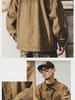 Men's Autumn Loose Fit Cotton Workwear Jacket - Trendy, Multi-Pocket, Plus Size, Casual Lapel Top