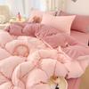 Conjunto de Ropa de Cama de Algodón Lavable Lindo Corazón Coreano: Opciones de 4 o 3 Piezas para Dormitorio o Cama Individual
