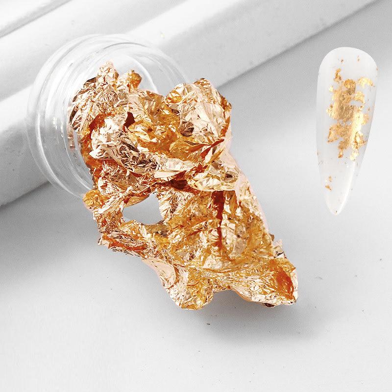 1 PC Sparkly Foil Nails Sequins Irregular Aluminum Gold Design Set Nail Glitter Flakes Gel DIY Manicure Accessories