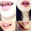 2 ცალი Fase Fangs დახვეწილი სუნის გარეშე ფისოვანი Fangs Cosplay რეკვიზიტები ჰელოუინისთვის