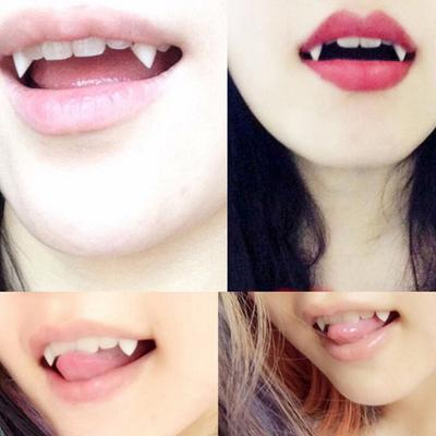 2Pcs False Fangs Exquisite No Smell Resin Fangs Cosplay Props for Halloween