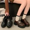 Small Leather Shoes Women's New British Platform Thick Heel Heightening Single Shoes Spring