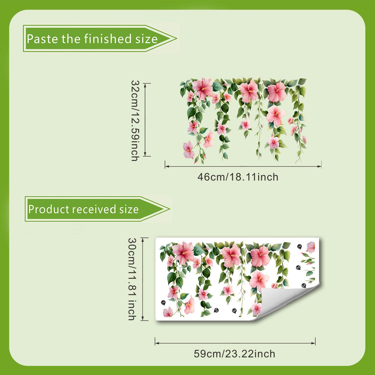 

Romantic Pink Floral Butterfly Window Stickers Self-adhesive Waterproof Glass Stickers 30*60cm