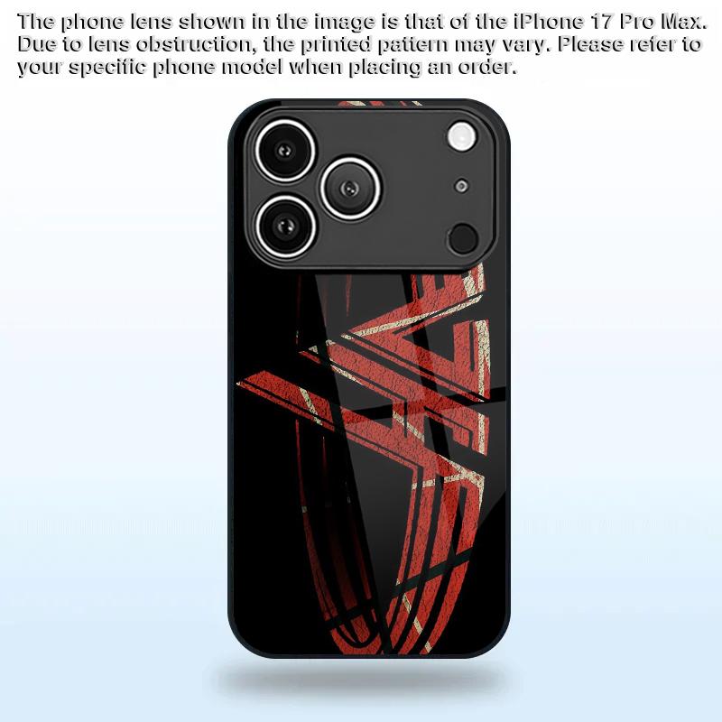 Red Ring Pattern 2D Phone Case for iPhone 17 16 15 14 13 12 11 X XR XS Max Pro 8 Plus - Glass Protective Cover