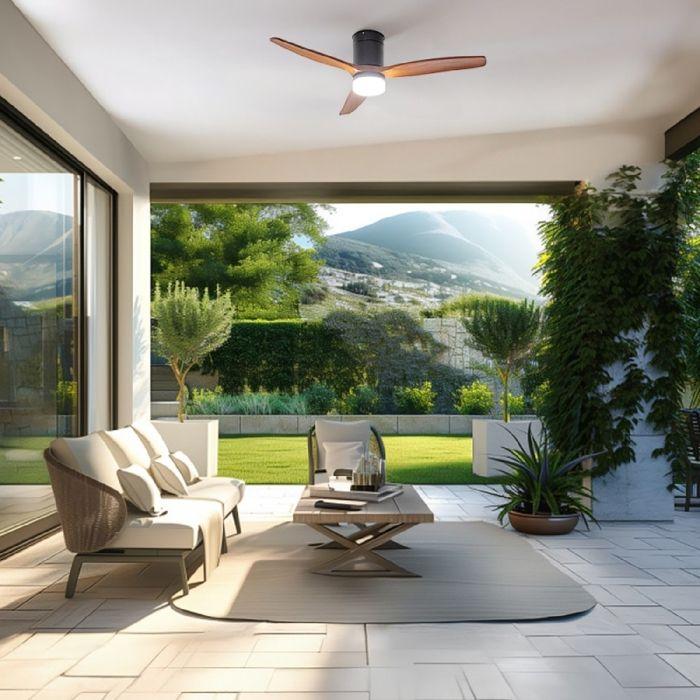 Cecotec Ventilateur De Plafond Avec Lumière Et Wifi EnergySilence Aero 5600 Noir Aqua Connecté: 40 W 52" Avec 3 Pales