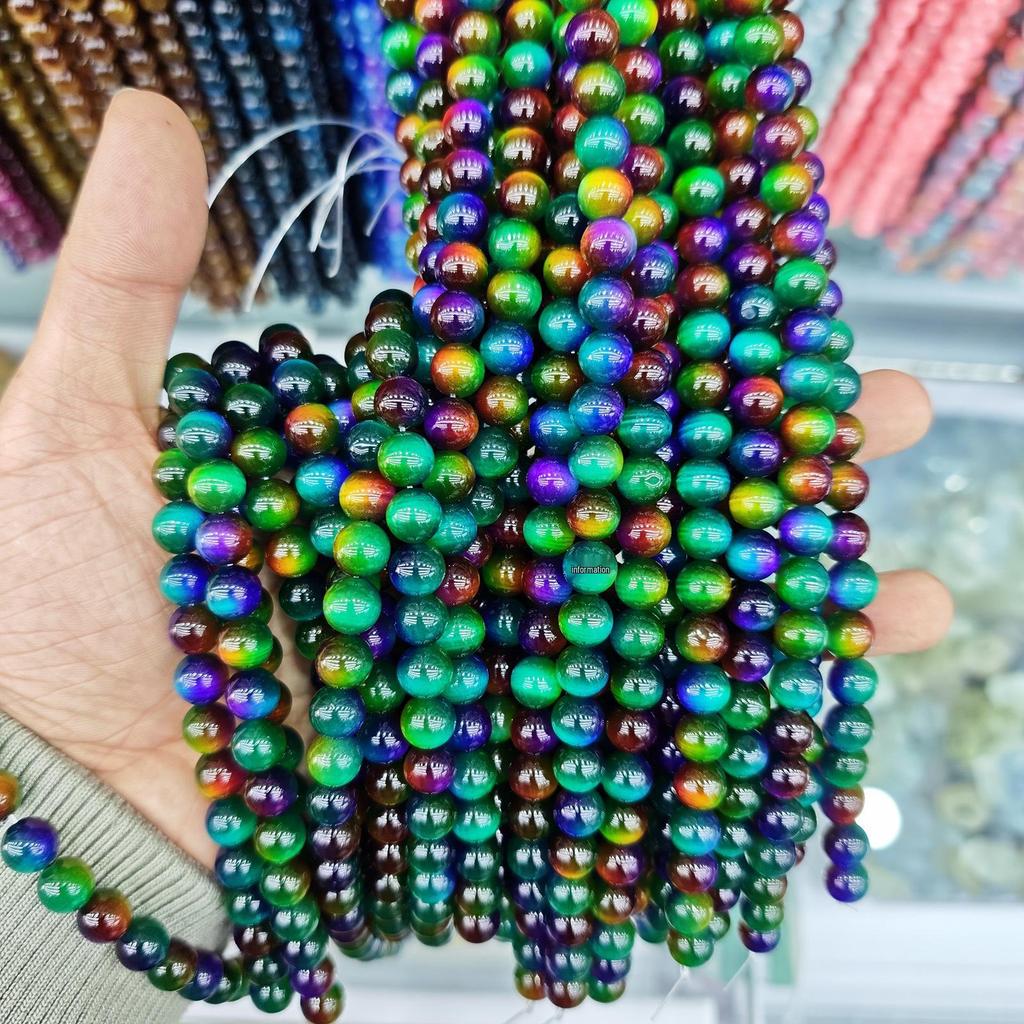 10mm Cat's Eye Stone Beads: Single, Double, Triple Color Options for DIY Jewelry Accessories.