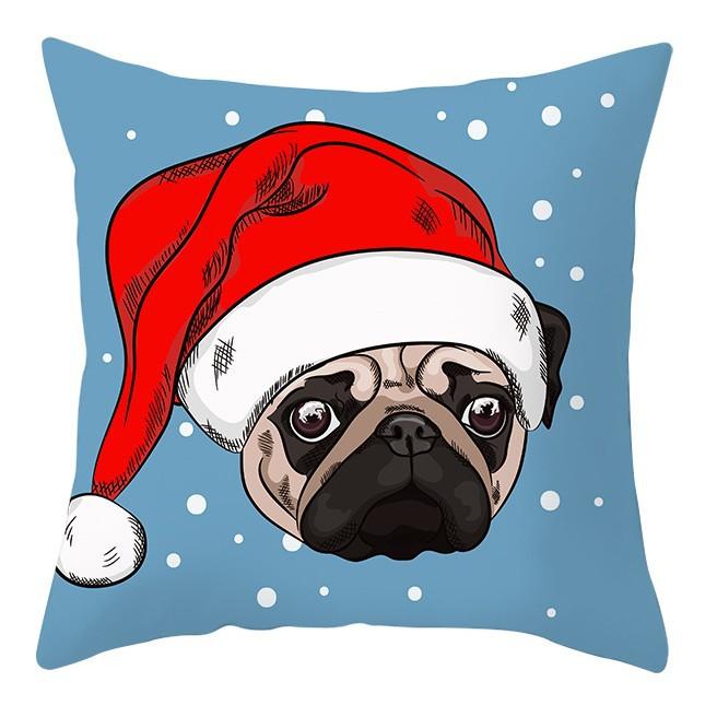 Cartoon Christmas Dog Car Pattern Pillow Case Festive Home Decoration Office Car Cushion Pillow Case
