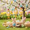 Creative Cartoon Chiken Easter Dolls Hanging Ornaments Yellow Scene Model Hanging with Eggs Easter Chicken Festival Supplies