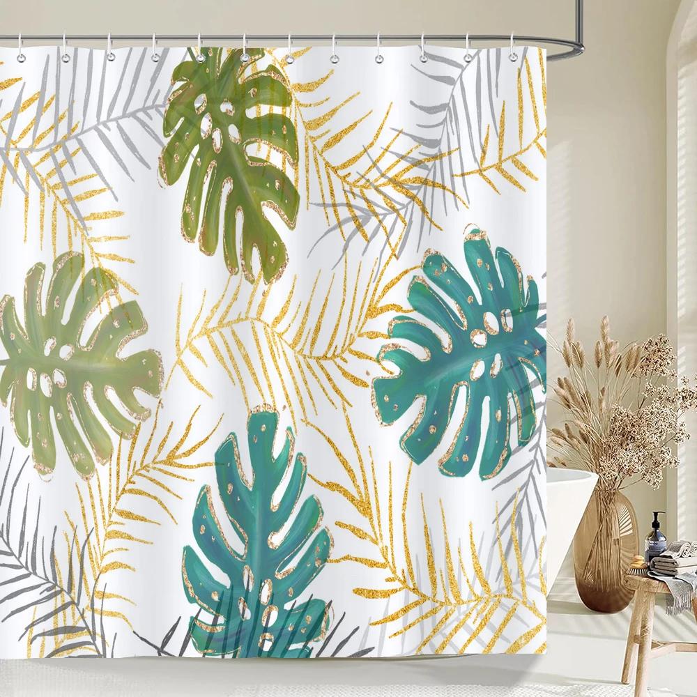 Flower Butterfly Tulip Bath Curtain Waterproof Fabric Shower Curtains Floral Leaf Bathtub Screen for Bathroom Home Decor