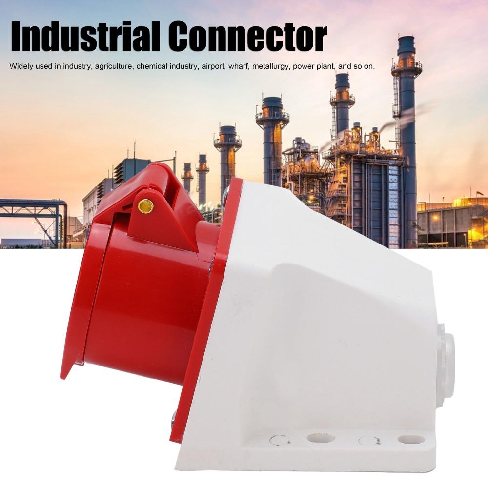 4 Pin 16A Industrial Power Connector 3Phase Surface Mounted Socket  Electrical Connection