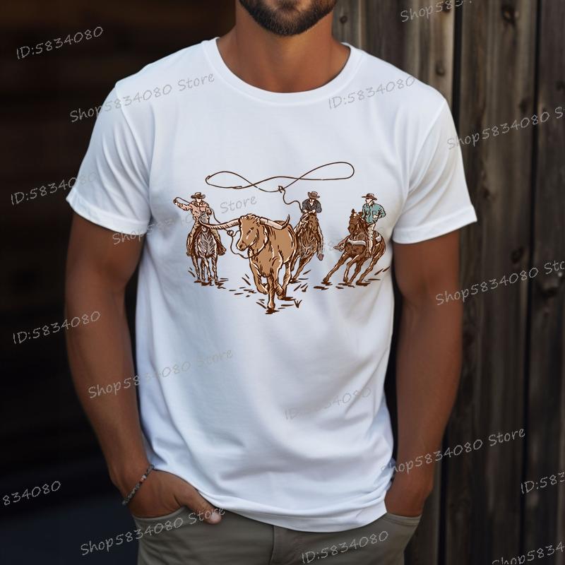 90s Vintage Cowboy TShirts Tops Retro Rodeo Outfit Gifts TieDye Fashion Summer Clothes Wild West Cowboy Short Sleeve Tshirt