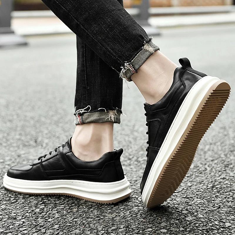 Men Genuine Leather Casual Shoes Flat Skate Shoes New Men Comfortable Fashion Casual Shoes Comfortable Men Shoe