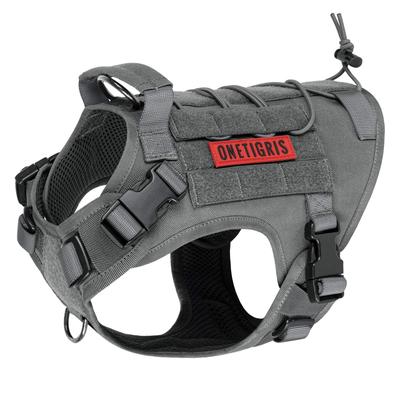 OneTigris Taktisches Hundegeschirr Sanft zum Widerrist mit Griff und Zwei Netz-Nylon Namensschild Militärstil Hundegeschirr mit MOLLE Schnellverschluss Einfache Anbringung und