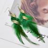 1 Pair Hook Earrings Retro Golden Leaf Long Tasseled Bohemian Hypoallergenic Elegant Feather Drop Earrings Daily Life Wear