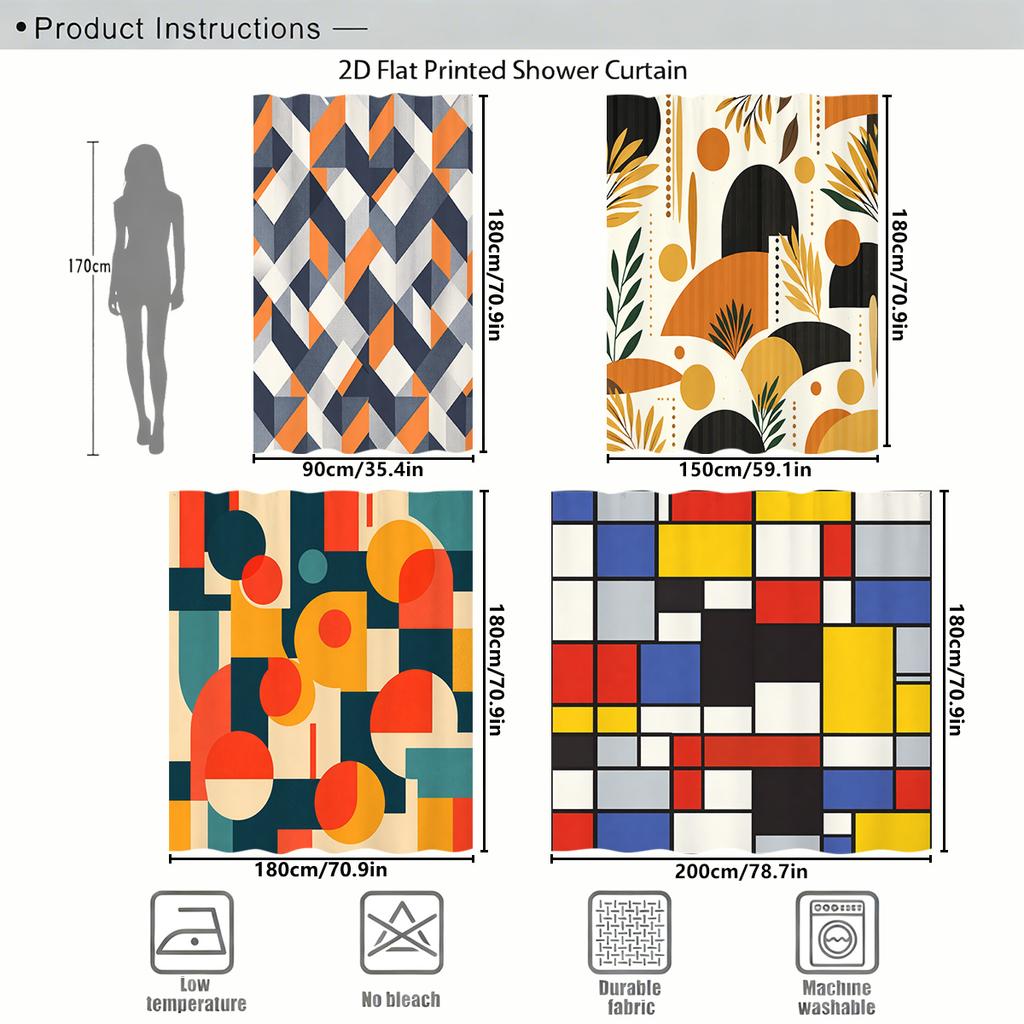 Stylish Artistic Pattern Polyester Shower Curtain - Creative Bathroom Decor, Fashionable Bath Curtain For Home & Hotel