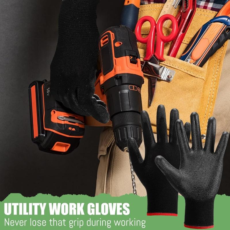 Safety Work Gloves with Grip PU Coating 13Gauge Seamless Knit Safety Gloves with Polyurethane Dipped for Men Mechanic Warehouse