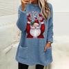 Felpa con cappuccio in peluche da donna per Natale con stampa di Babbo Natale, vestibilità larga, maniche lunghe, transfrontaliera