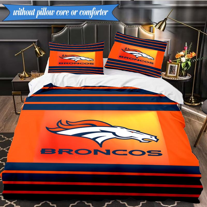 Denver Broncos 3pcs Bedding,Including 1pc Duvet Cover And 2pcs Pillowcases Perfect for Christmas,Ideal for Bedroom, Dormitory
