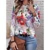 2026 New Women's Fashionable Long-Sleeved T-Shirt with Fresh Floral Pattern, Perfect for Everyday Wear and Stylish Outfits