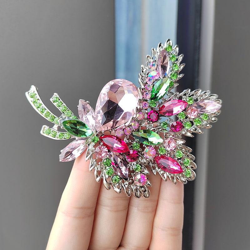 Broche en verre cristal haut de gamme, corsage de fleurs personnalisé, pendentif multifonction, accessoires vestimentaires