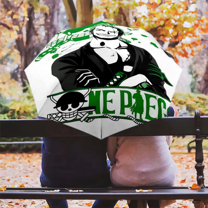 1 Stück Automatischer Faltregenschirm - Roronoa Zoro Muster Tragbares faltbares Design mit 8 Speichen Weihnachts-Geburtstagsgeschenke