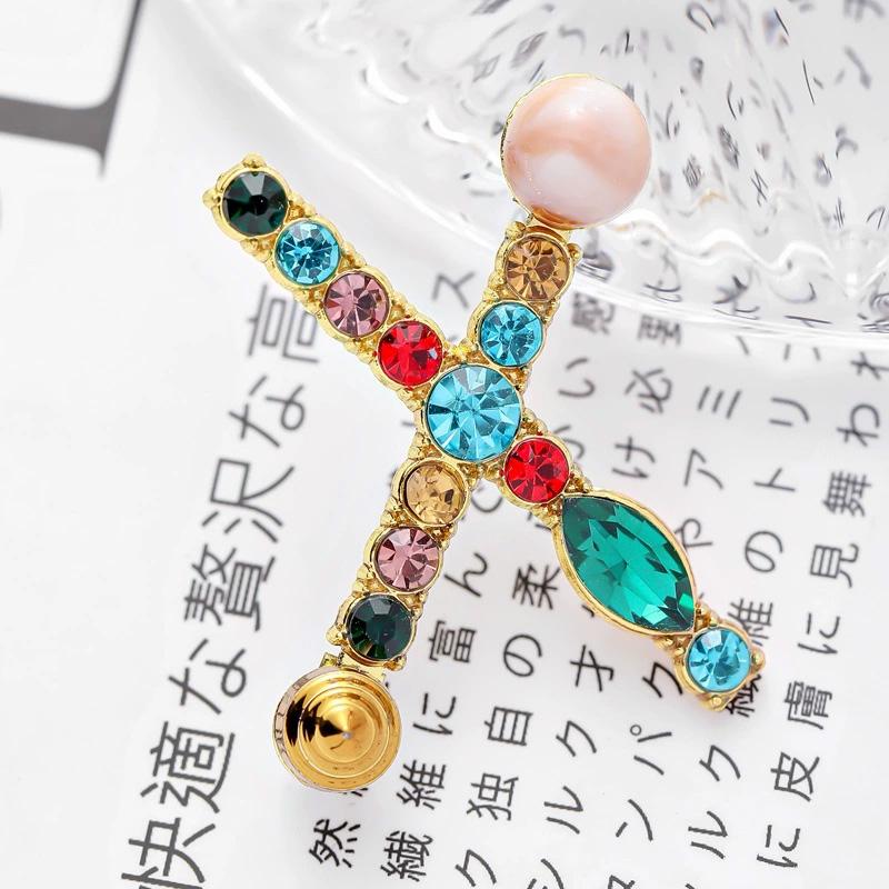 1PC 26 Letters Colorful Jewelry Gifts for Women Alphabet Brooch A-Z Rhinestone Letter Pin