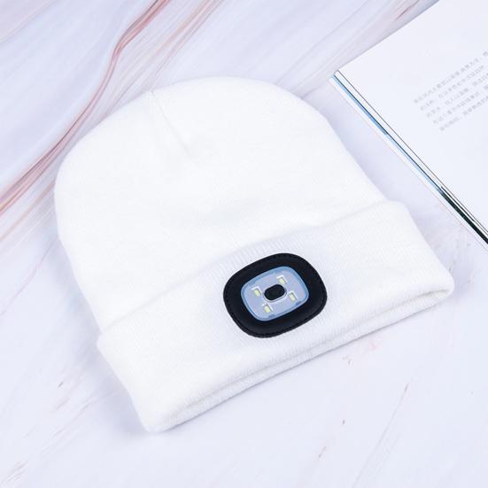 Women Men Illuminated Hat USB Charging LED Beanie Hat Headlamp Knitting Hat Unisex Winter Knit Beanie with 4 LEDs Light