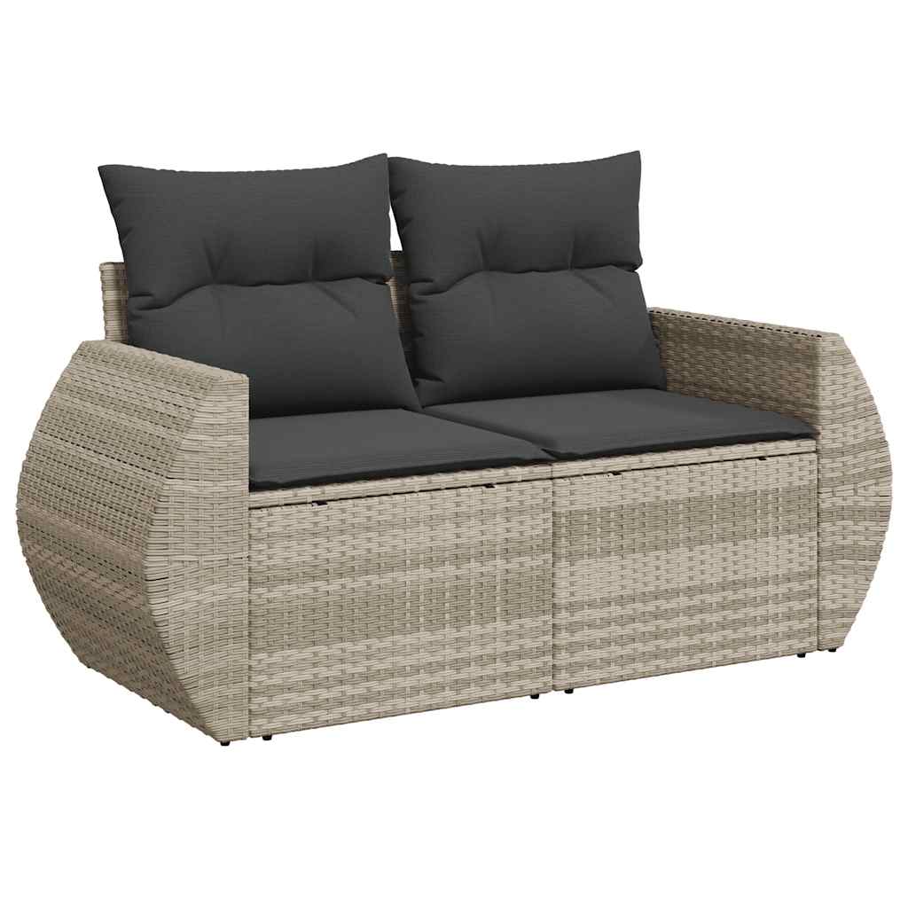 8 piece Garden Sofa Set with Cushions Light Grey Poly Rattan