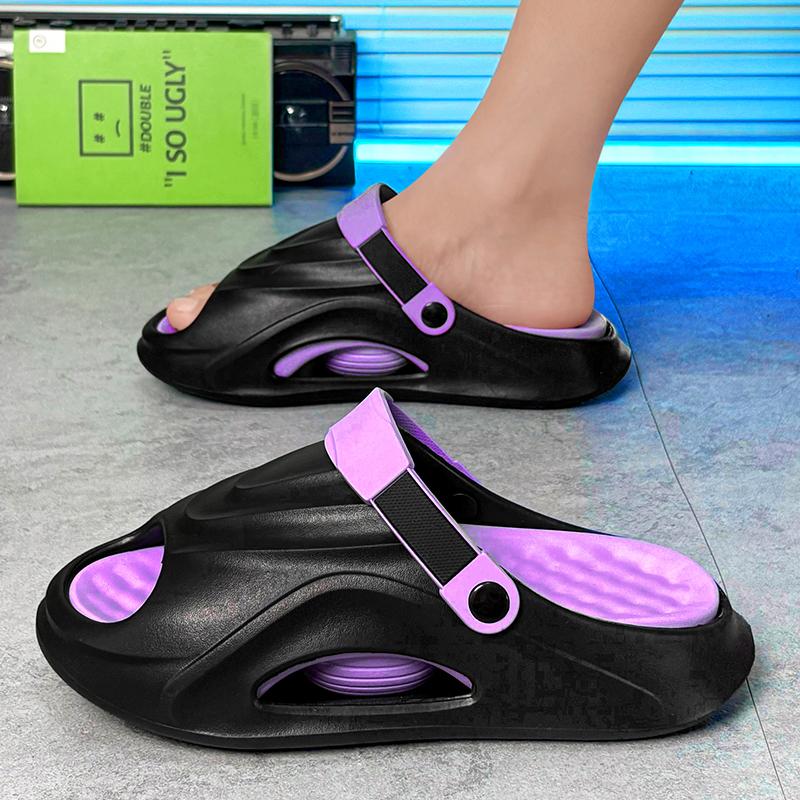 Fashion Fashion Summer Slippers Men Shock-absorbing Thick Bottom Slippers Platform Bathroom Slides Outdoor Non-Slip Casual Beach Sandals