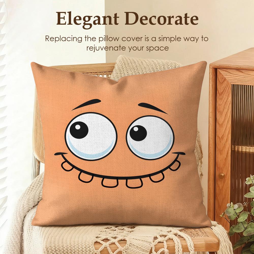 Funny Cartoon Eye Cushion Cover Natural Linen Organic Fabric DoubleSided Printing Sofa Home Decor Gift Pillow Case