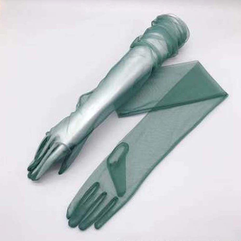 

Ультра Длинные Прозрачные Тюлевые Перчатки-Митенки с Полными Пальцами Женские Кружевные Митенки Пять Пальцев Митенки Женские Перчатки Тонкие Перчатки зелёный