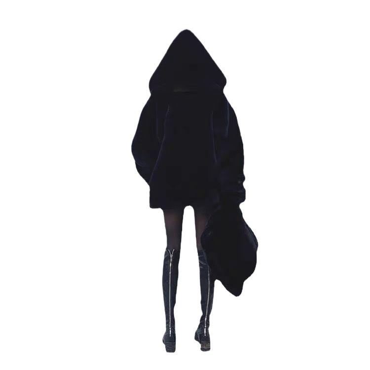Loose plush imitation fur jacket women's light winter cute hoodie coat imitation Rex rabbit medium and long