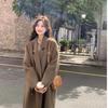2025 Autumn/Winter Korean Style Plush Lined Knee-High Woolen Coat - Versatile Mid-Length Popular Outerwear