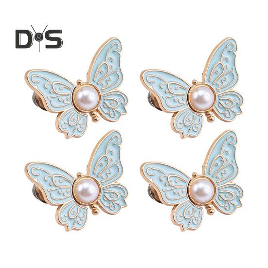 2 Paar Hosenbundspanner, verstellbare Schmetterlingsknopfstifte, Hosenclips, abnehmbare dekorative Taillenschnallen für weite Jeans, Hosen, Röcke