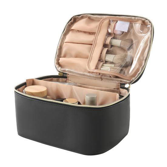 Travel Cosmetic Case Large Capacity Makeup Bag with Removable Divider Waterproof Toiletry Bag with Top Handle Cosmetic Organizer for Vacation Home