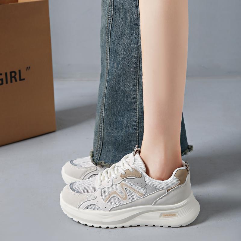 CRLAYDK Chunky Sneakers for Women Lightweight Mesh White Casual Running Trainer Shoes Ladies Walking Sports Tennis