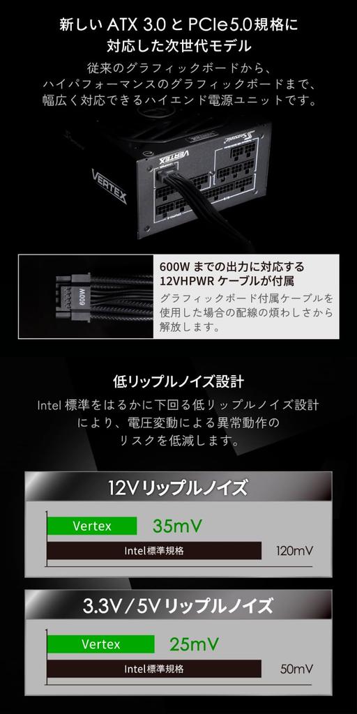 Owltech Seasonic VERTEX-PX-1000 ATX Power Supply, 1000W, 80PLUS PLATINUM Certified, ATX 3.0 Compatible, Fully Modular