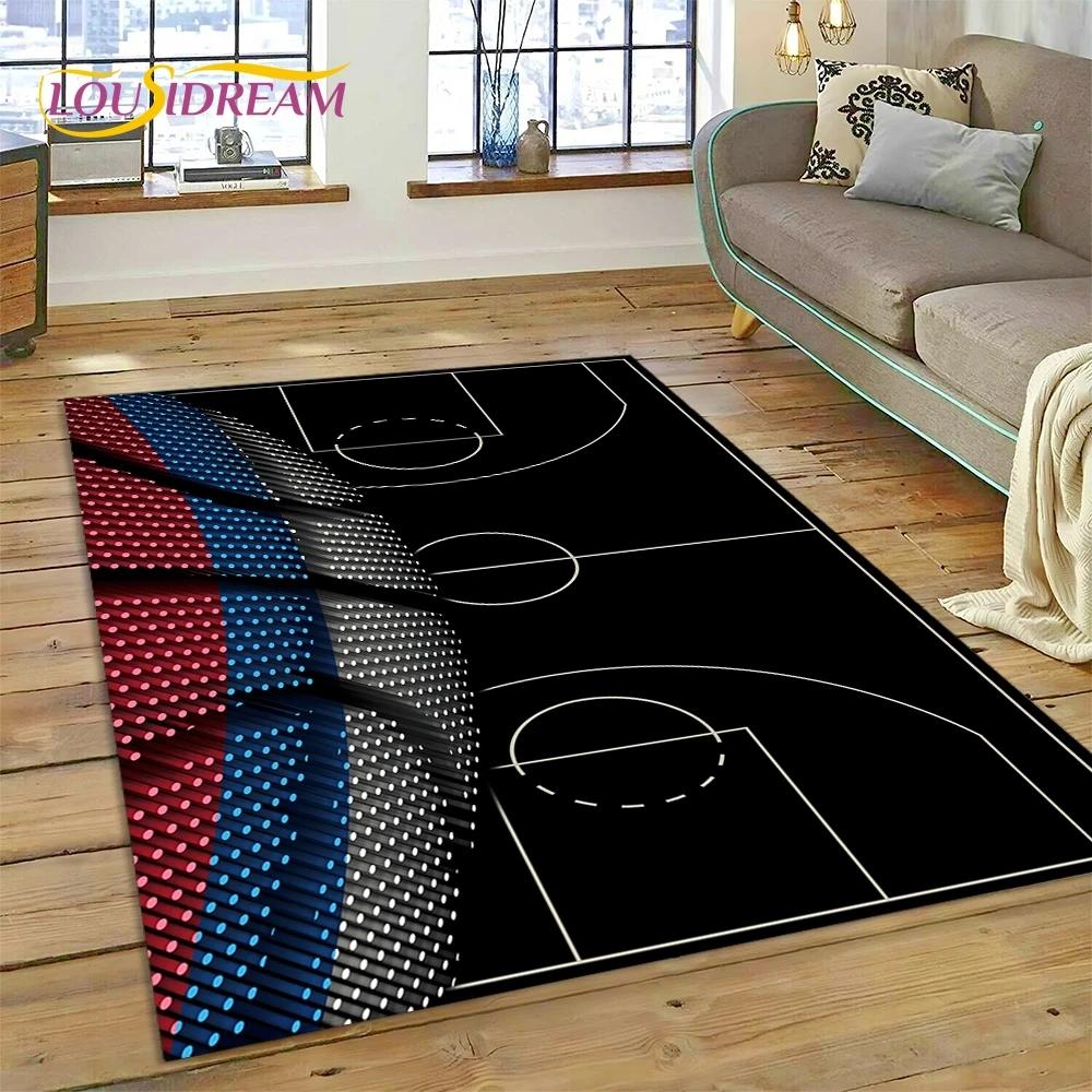 Lastest Basketball Court Frame Cartoon Rug Carpet for Living Room Bedroom Home Decor,Non-slip Decoration for Sofa Doormat Gifts