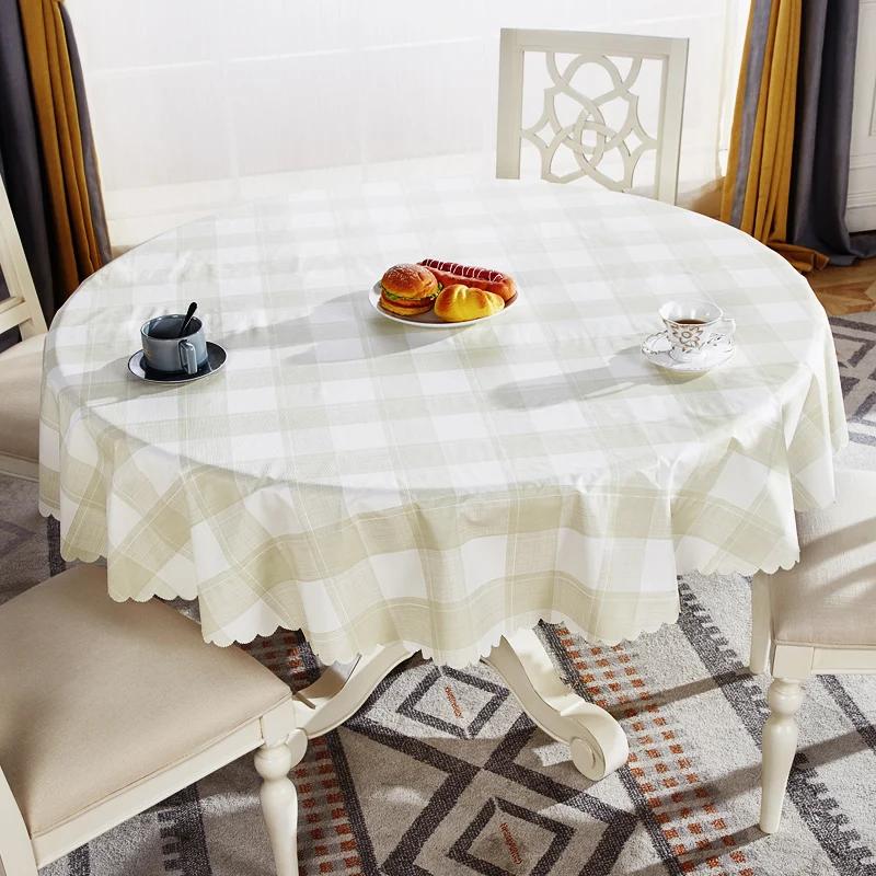 Proud Rose Waterproof Round Table Cloth PVC Oil-proof Table Cover European Household Round Plastic Dining Tablecloth Table Cover