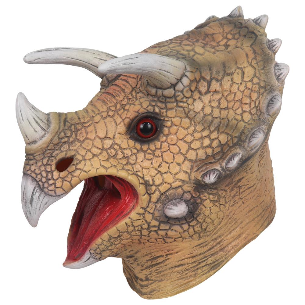 Halloween Jurassic Dinosaur Mask Simulated Triceratops Mask Headgear Dinosaur Stage Props and Decorations