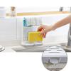 Plastic Countertop Dishcloth Drying Rack with U-Shaped Towel Bar Slotted Soap Plate Side Drain Spout Easy Clean Beige Kitchen