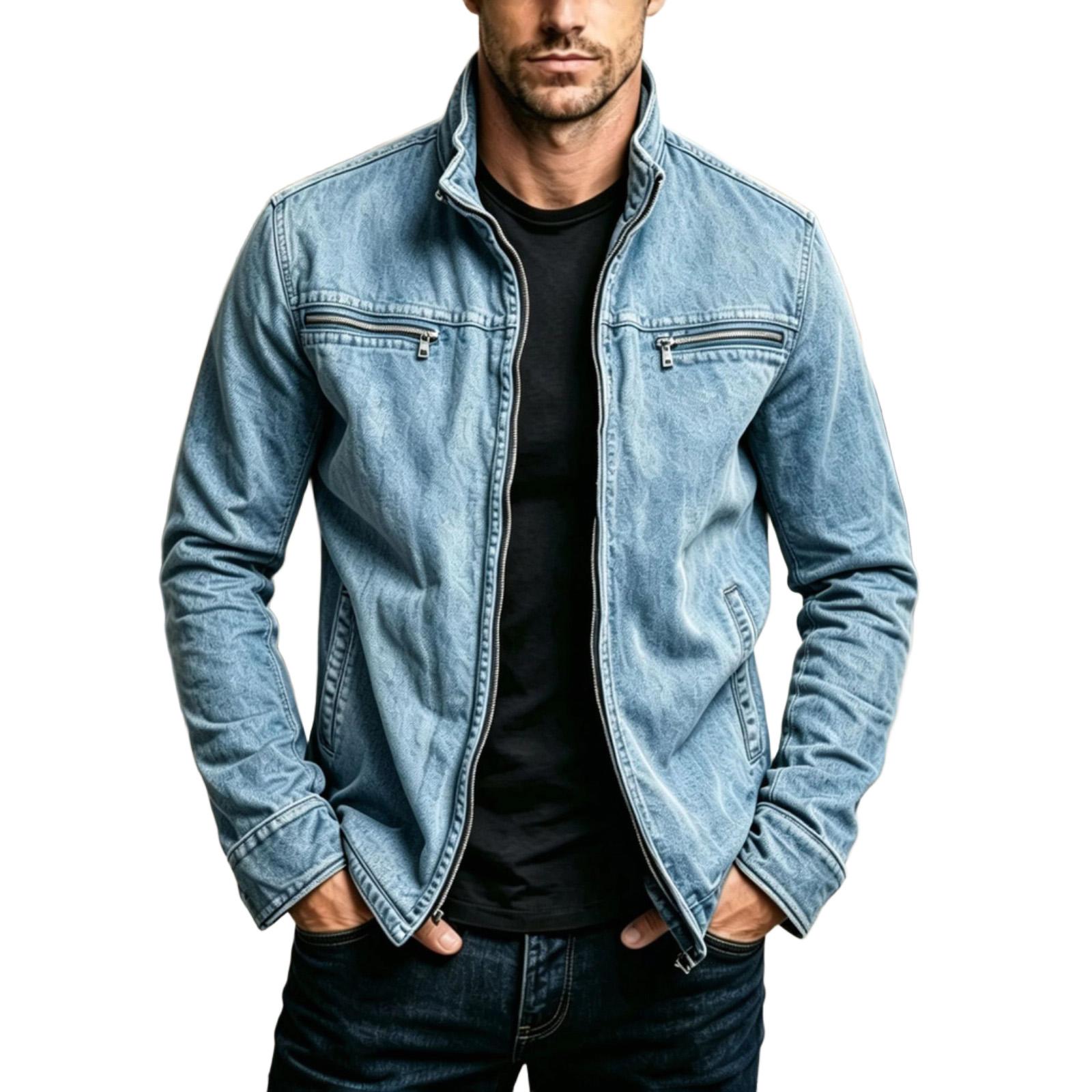 Men`s Vintage Zip-Up Jacket Winter Color
