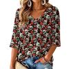 Women's V-Neck Halloween Print Lightweight Top for Spring and Summer