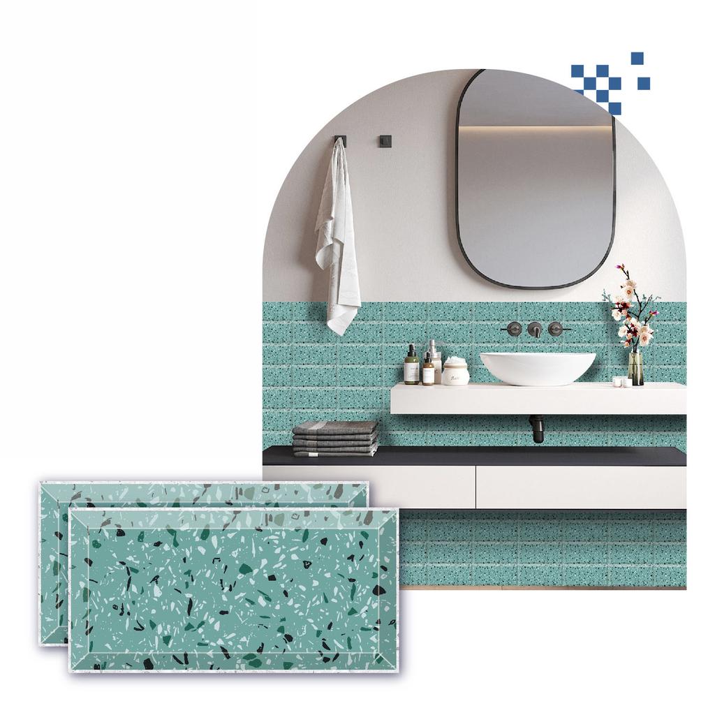 Adesivo per Piastrelle Autoadesivo Impermeabile in PVC 10x20cm Grana Marmo Cristallo Lucido Adesivi da Cucina Decorazione Murale Bagni Adesivo Murale