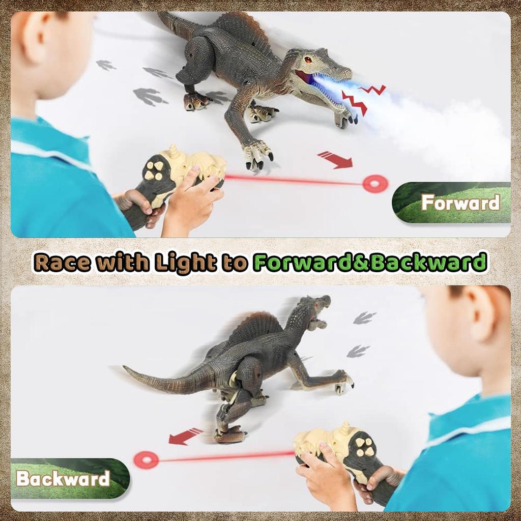 This Upgraded Dinosaur Remote Control Toy Is Suitable for Children Aged Featuring a Lamp Tracking Automatic Spray Function and Realistic RC Driving
