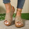 Fashion Fashion Retro Fish Moouth Casual Wedge Heel Slippers for Women 2025 Summer Open Toes Comfortable Back Strap Chunky Beach Sandals