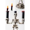 Skull Candelabra Halloween Decoration Skeleton Candlestick with Flameless Candle LED Light for Mantels Tabletop Porch